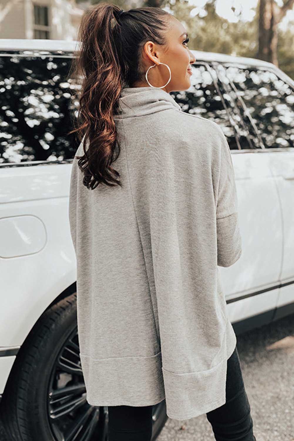 Grey Cowl Neck Shift Tunic Top