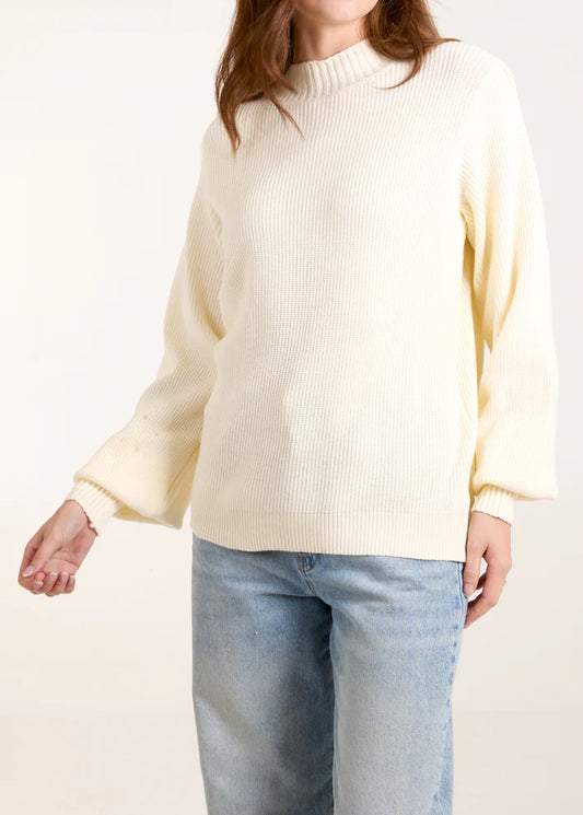 Soft Knit Round Neck Jumper in Cream