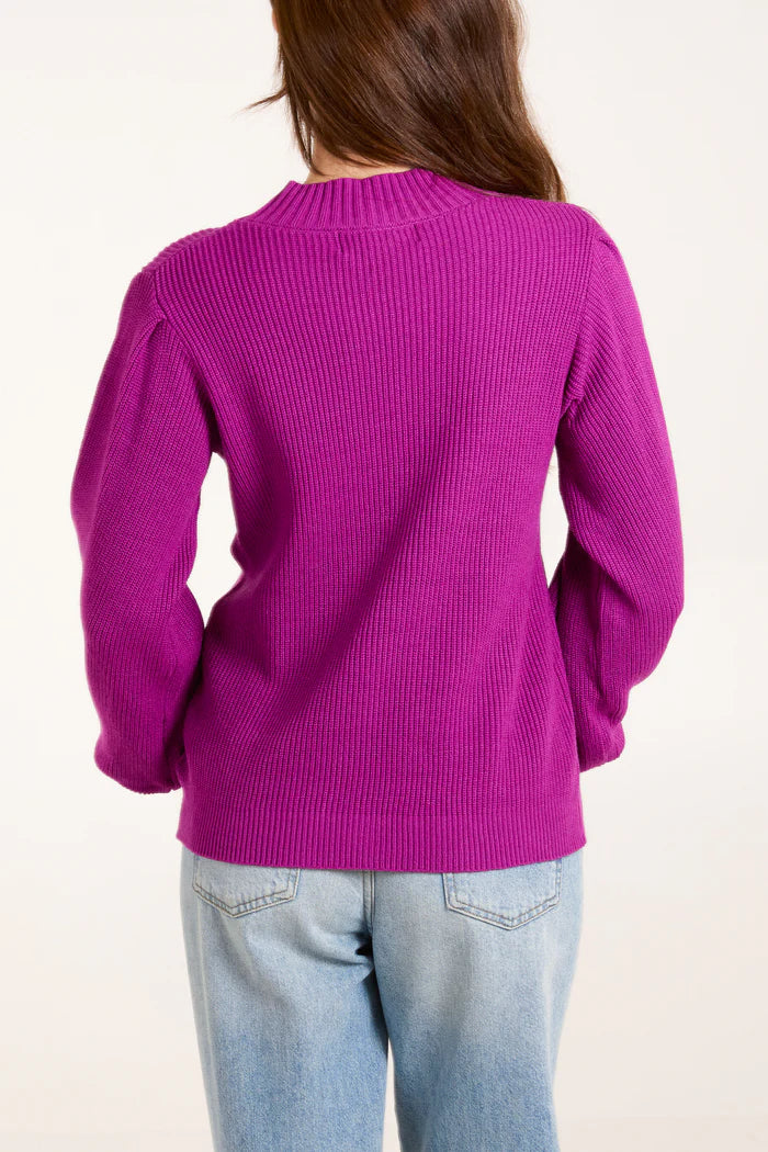 Soft knit round neck jumper in Purple