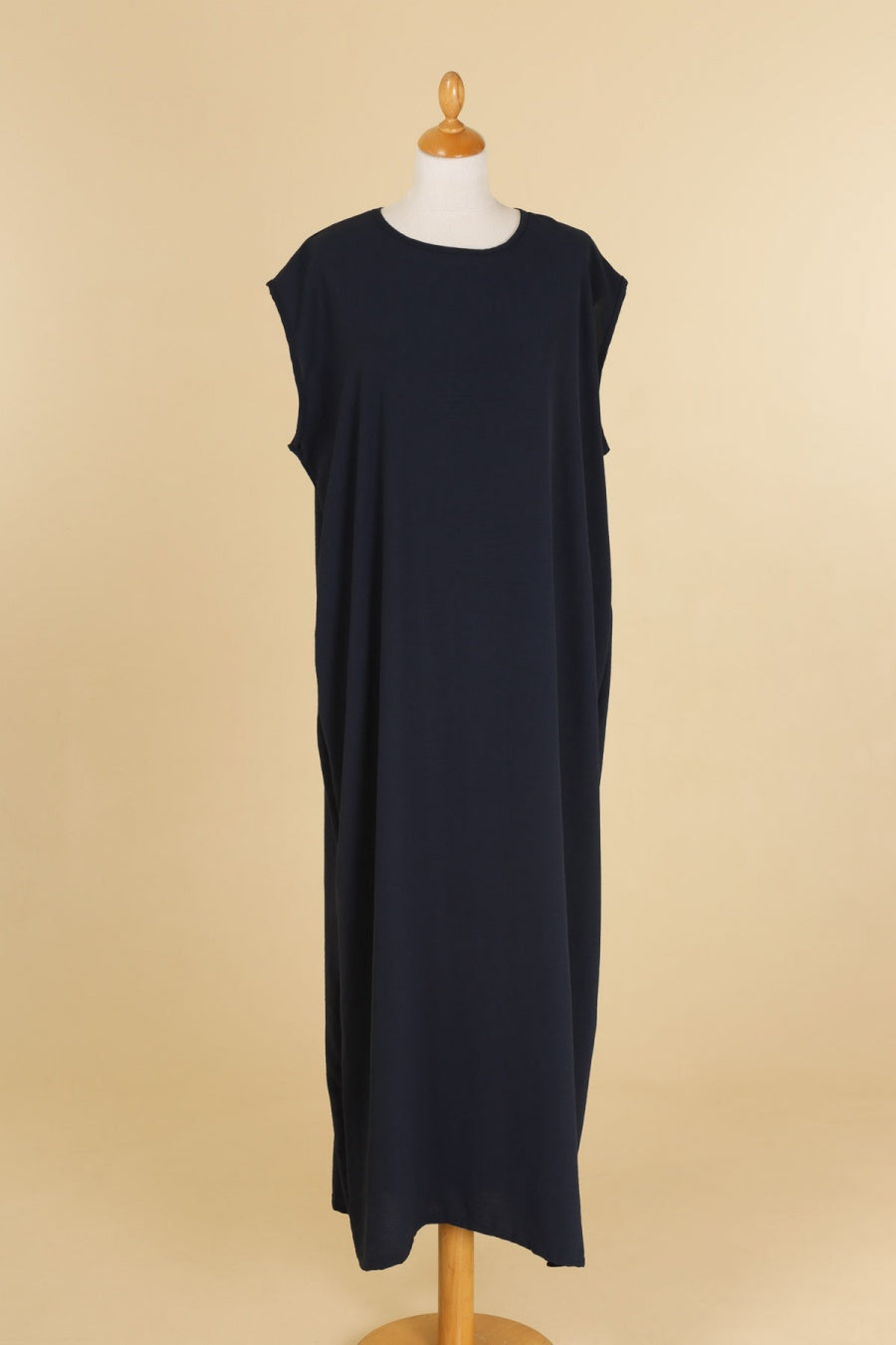 Capped Sleeve Maxi Dress in Navy Made in France