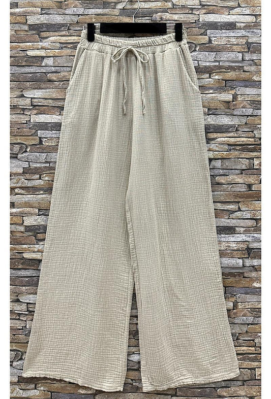 Made in Italy Cotton Trousers in Beige