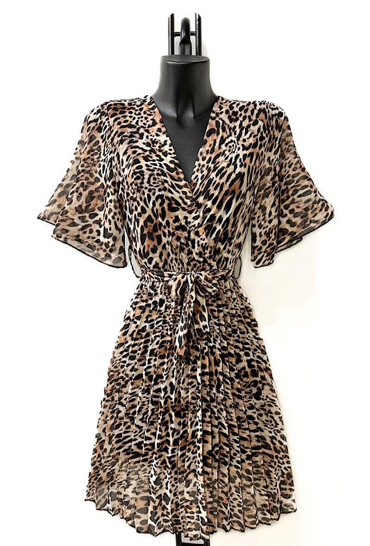 Leopard Print Crossover Mini Dress