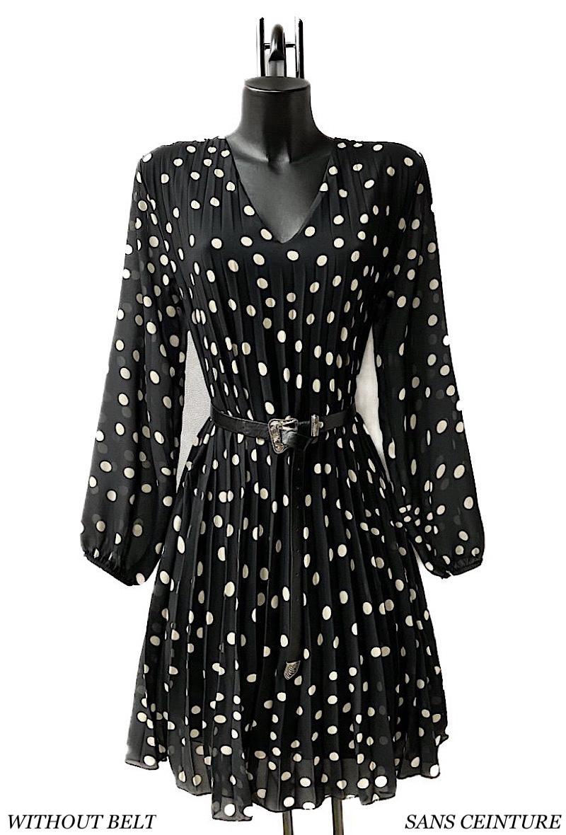 Polka Dot Pleated Dress Made in Italy