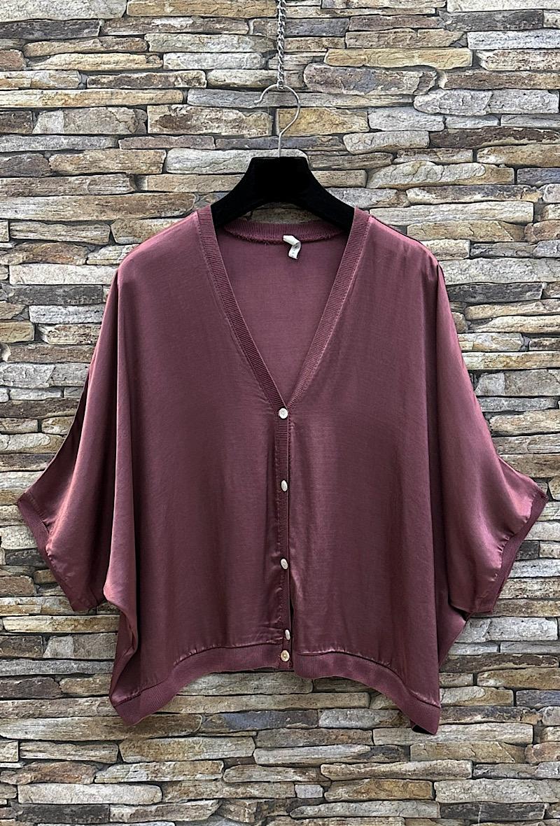 Mauve Button Half Sleeve Cardigan Made in Italy