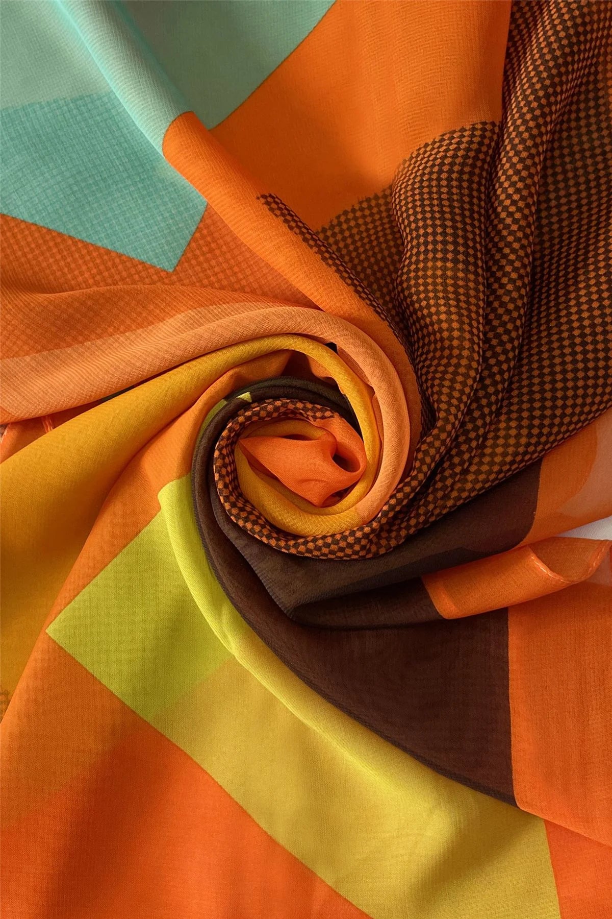 Vibrant Geo Print Chiffon Scarf