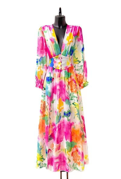 Rainbow Maxi Dress Made in Italy