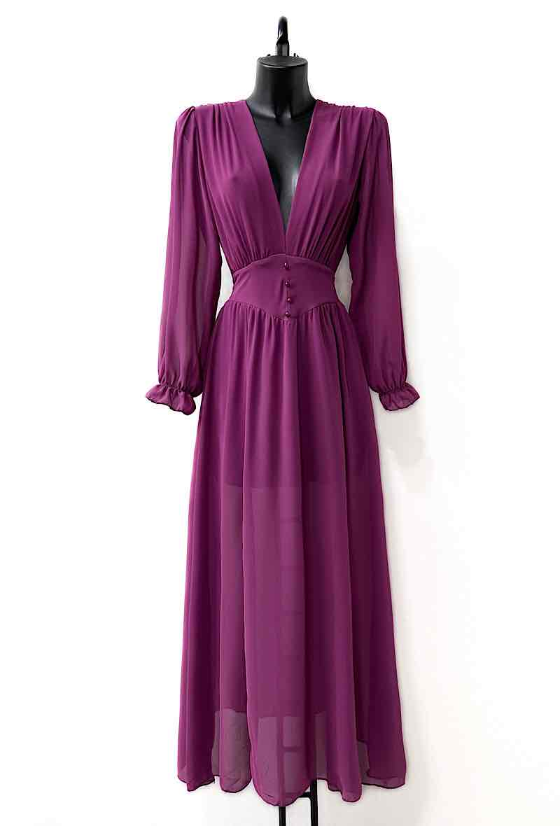 Plain Purple Maxi Dress Made in Italy