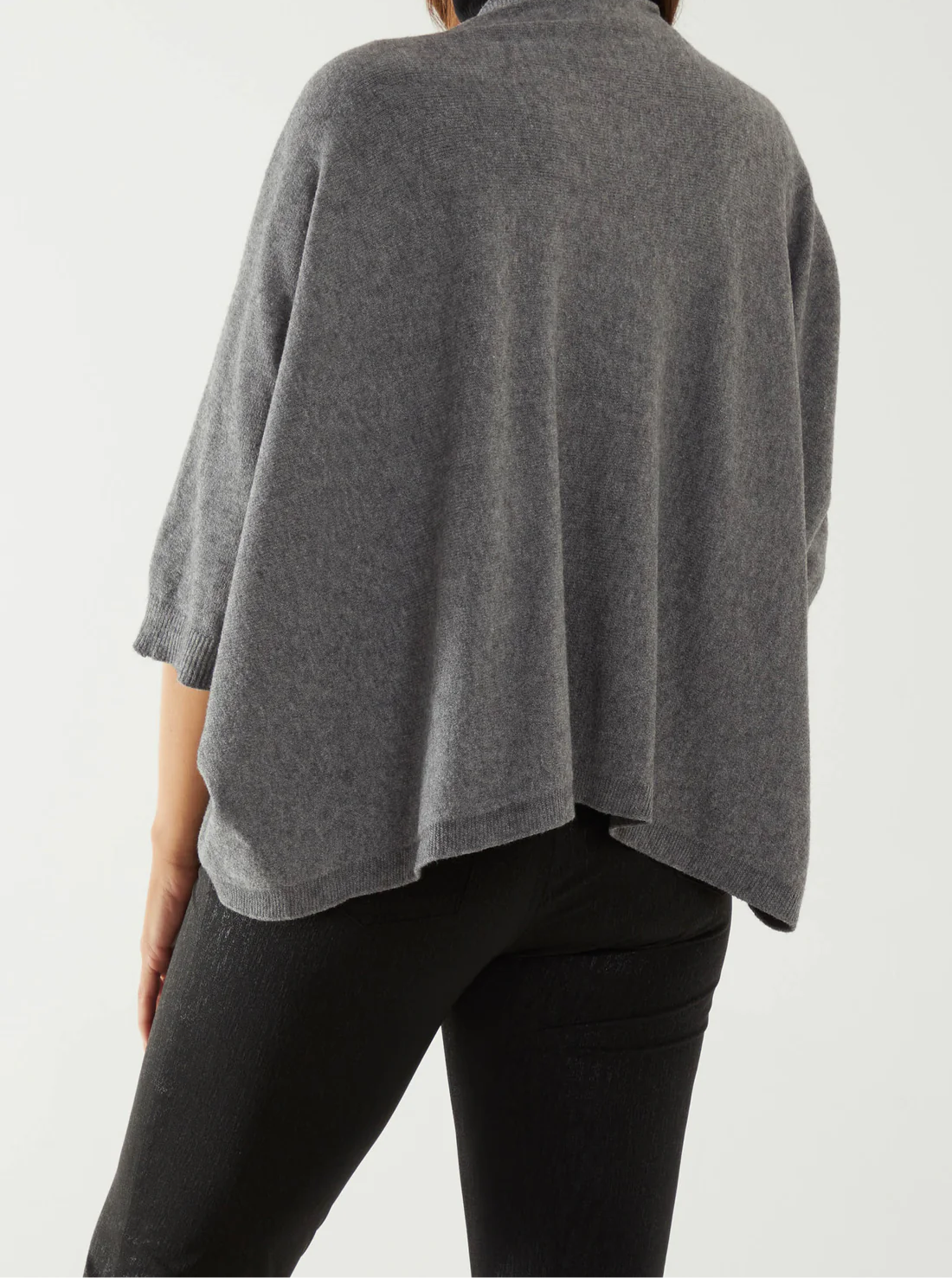 Fine Knit 3/4 Batwing Sleeve Cardigan in Grey