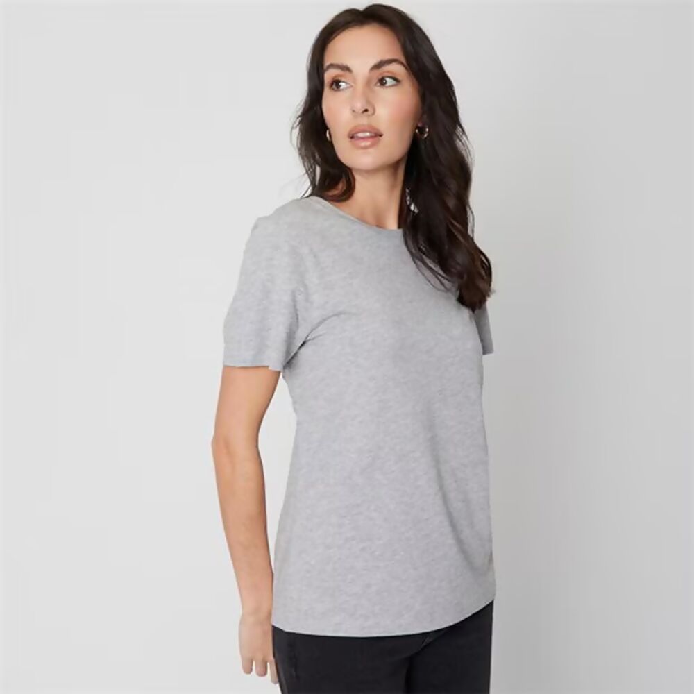 Cotton Crew Neck T-Shirt in Grey