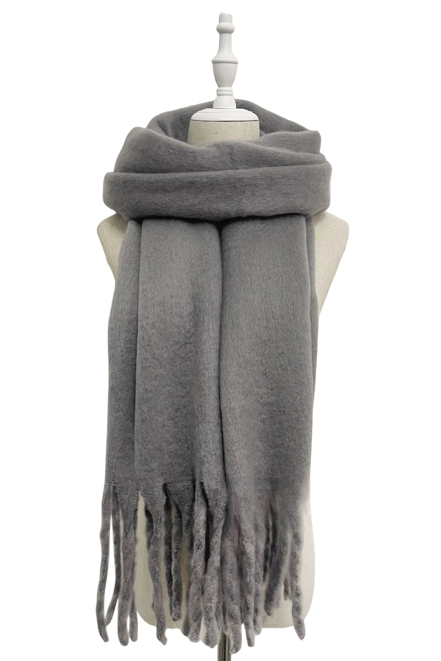 Cosy Plain Blanket Tassel Scarf in Multiple Colours