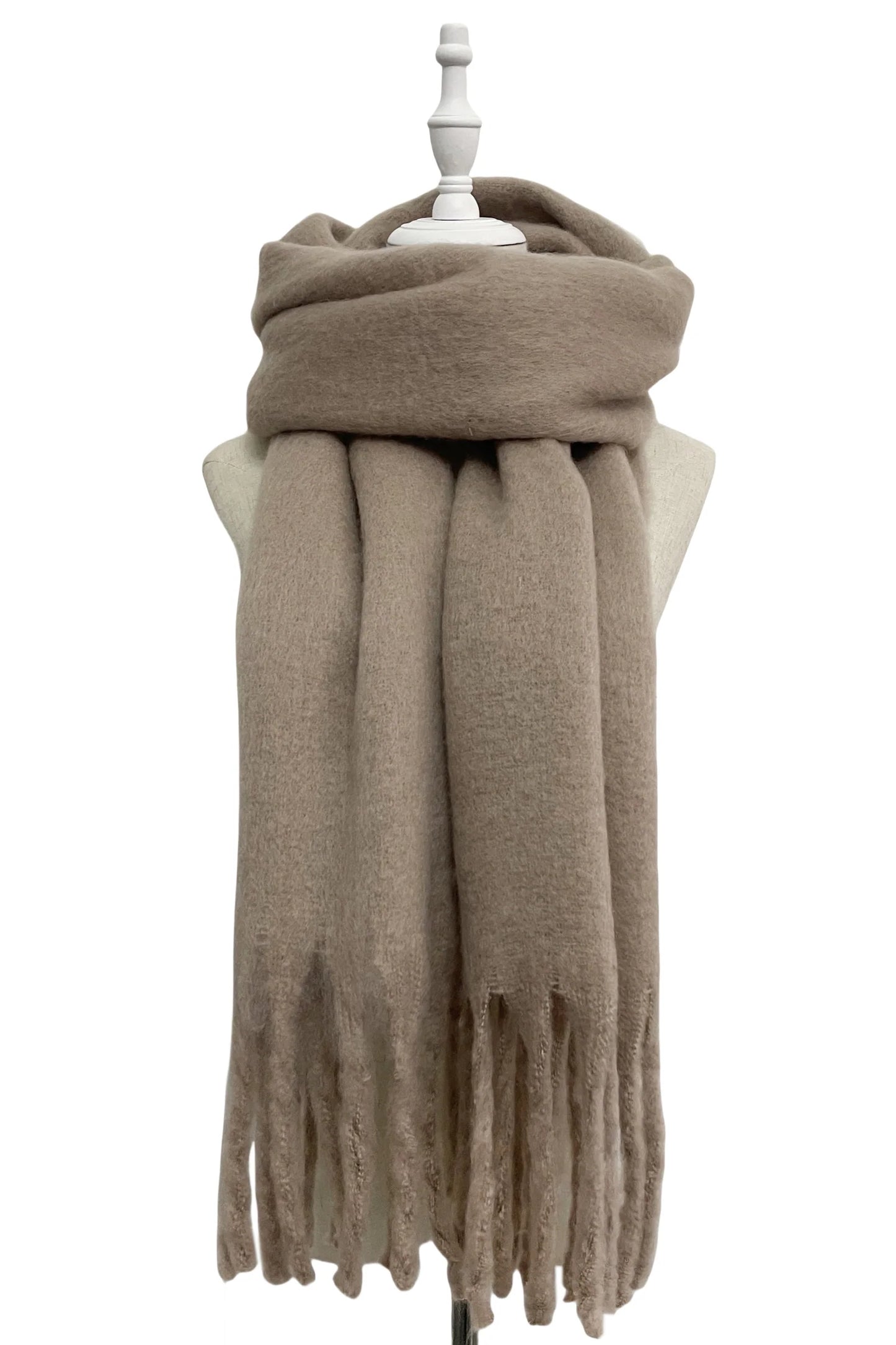 Cosy Plain Blanket Tassel Scarf in Multiple Colours