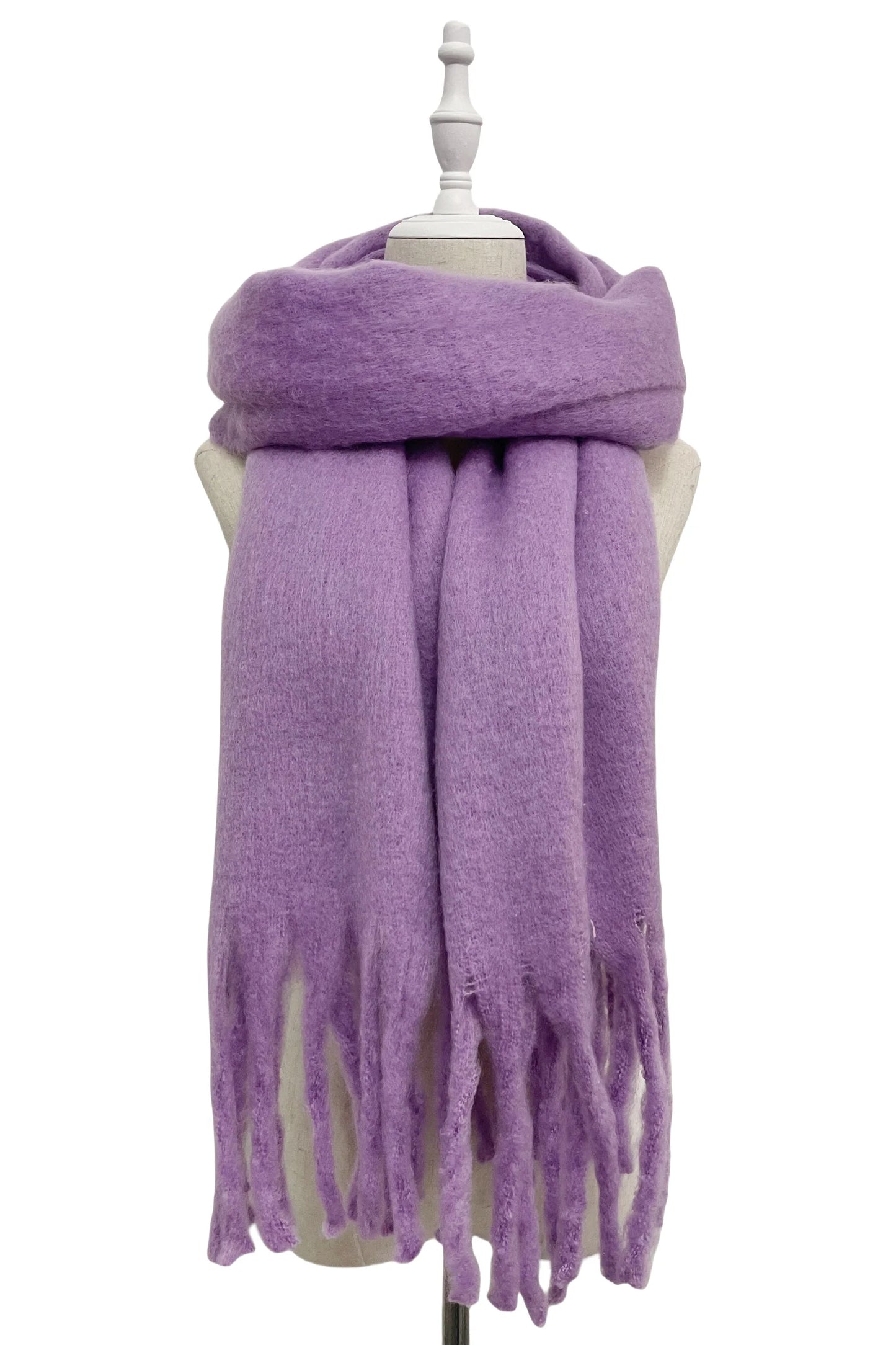 Cosy Plain Blanket Tassel Scarf in Multiple Colours