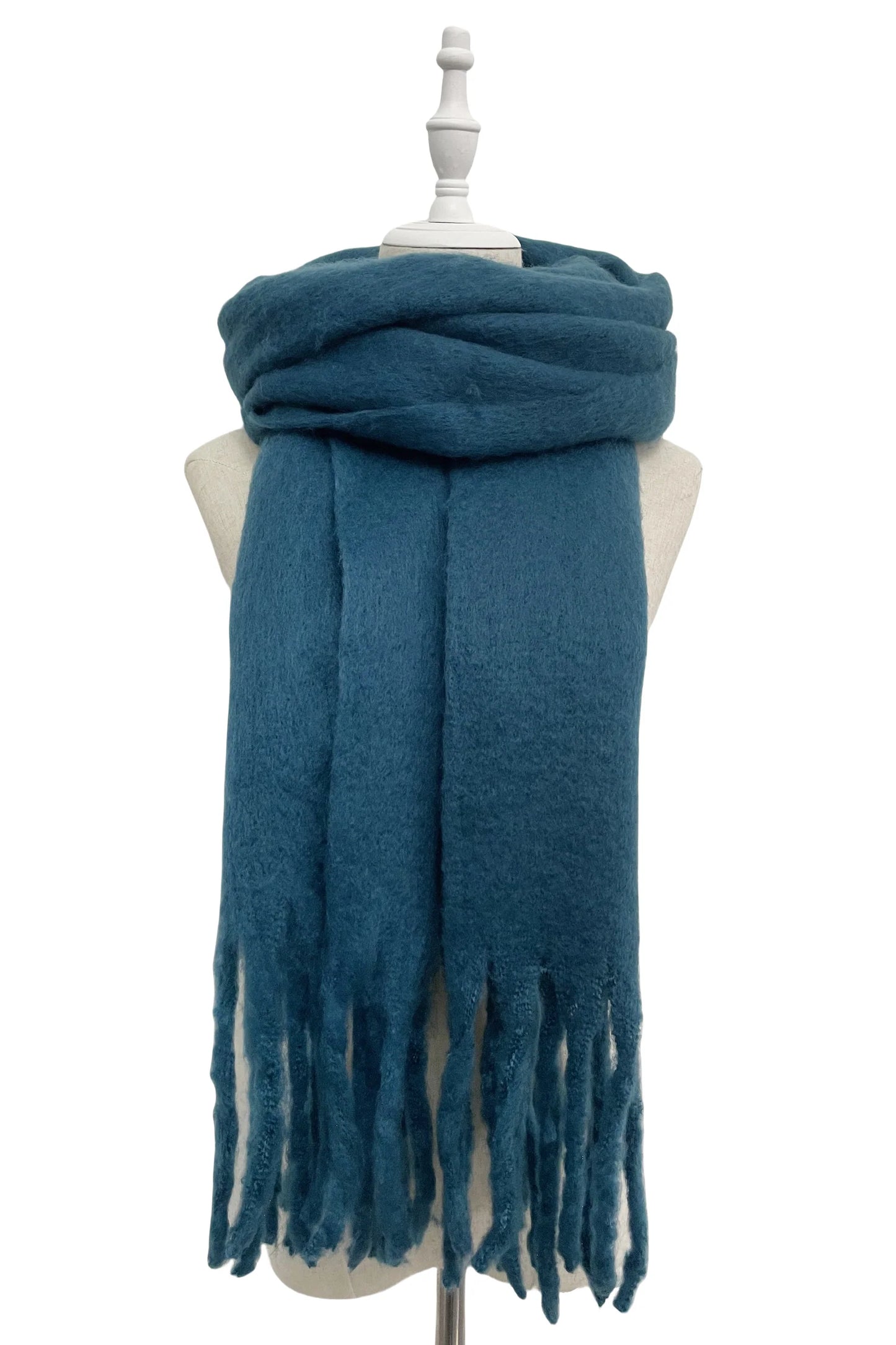 Cosy Plain Blanket Tassel Scarf in Multiple Colours