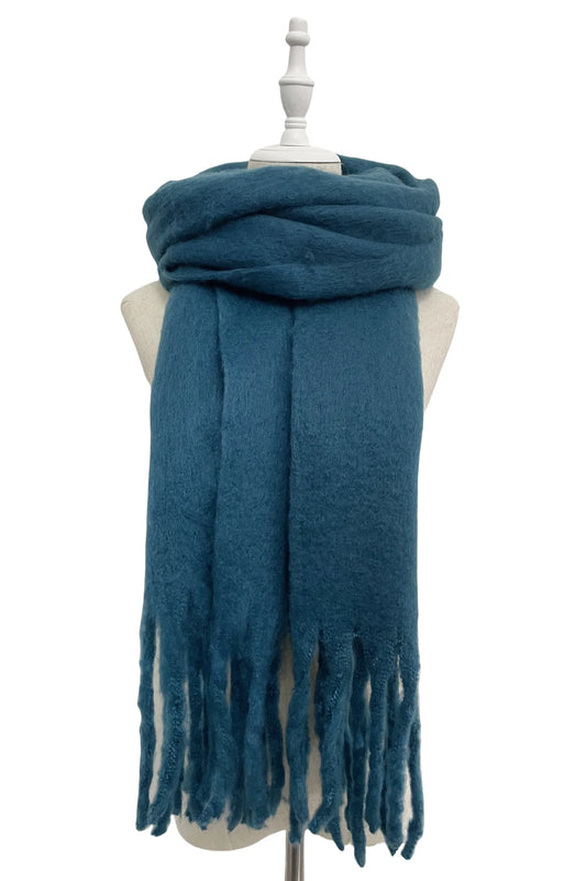 Cosy Plain Blanket Tassel Scarf in Multiple Colours