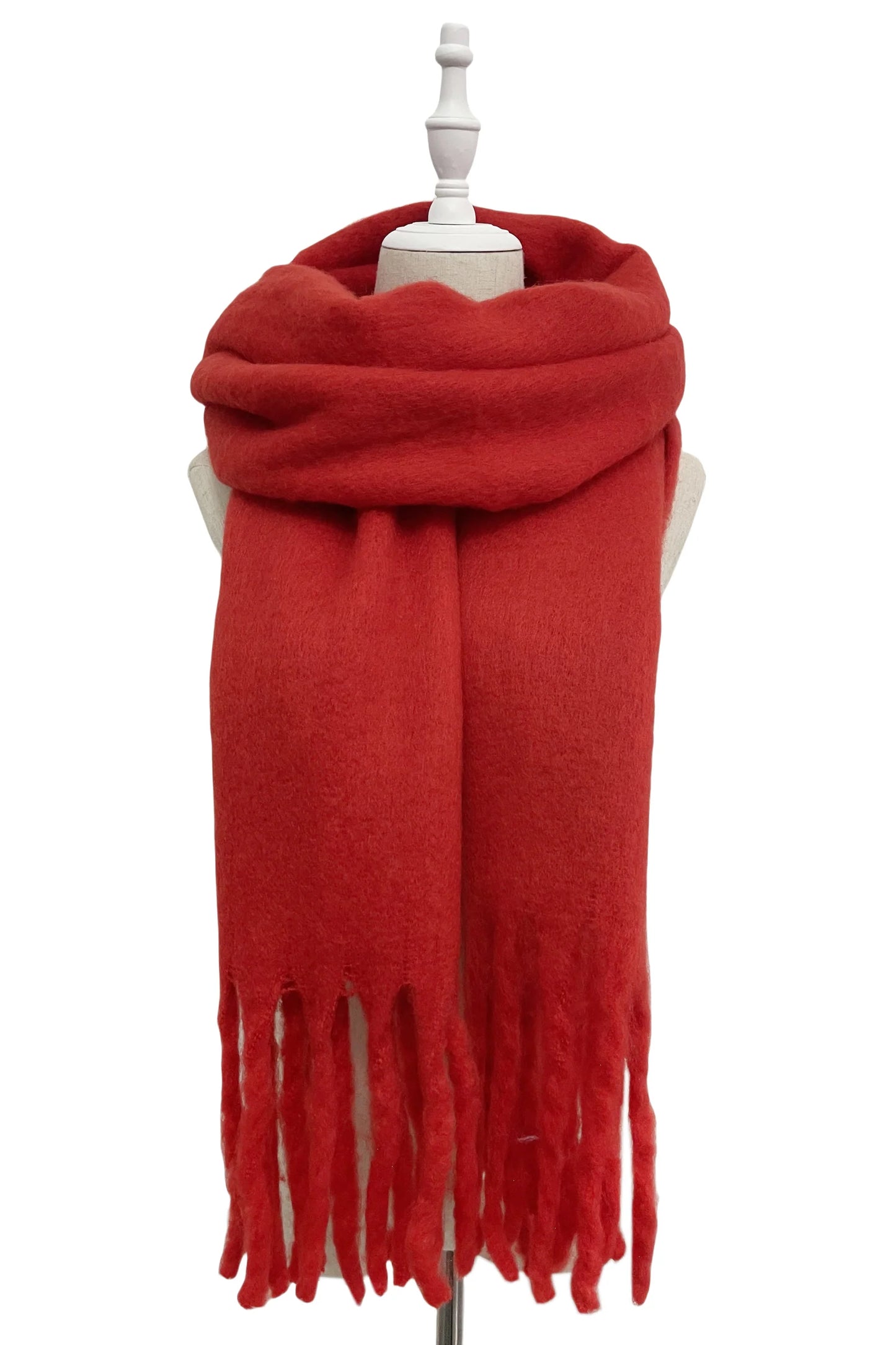 Cosy Plain Blanket Tassel Scarf in Multiple Colours