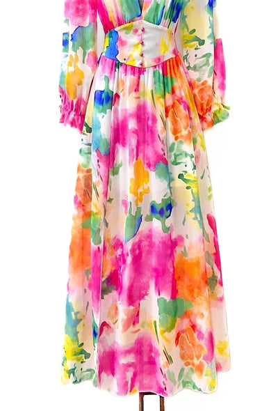 Rainbow Maxi Dress Made in Italy