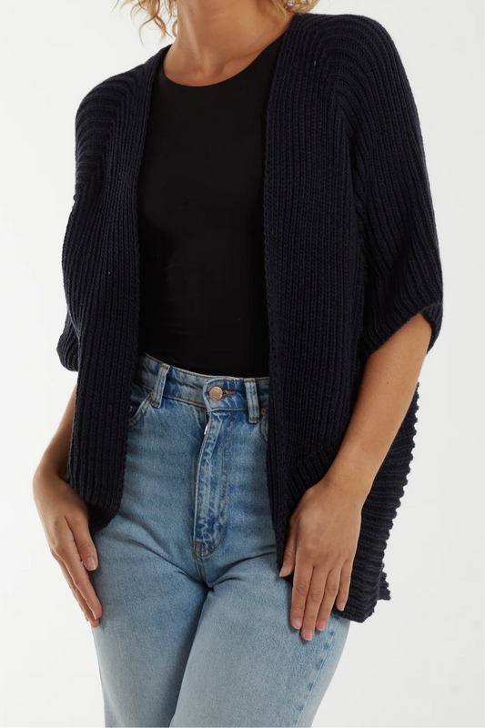 Navy Knitted Kimono Cardigan