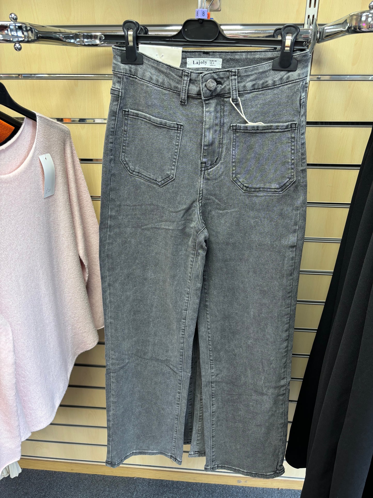 Grey Wide Leg Denim Jean