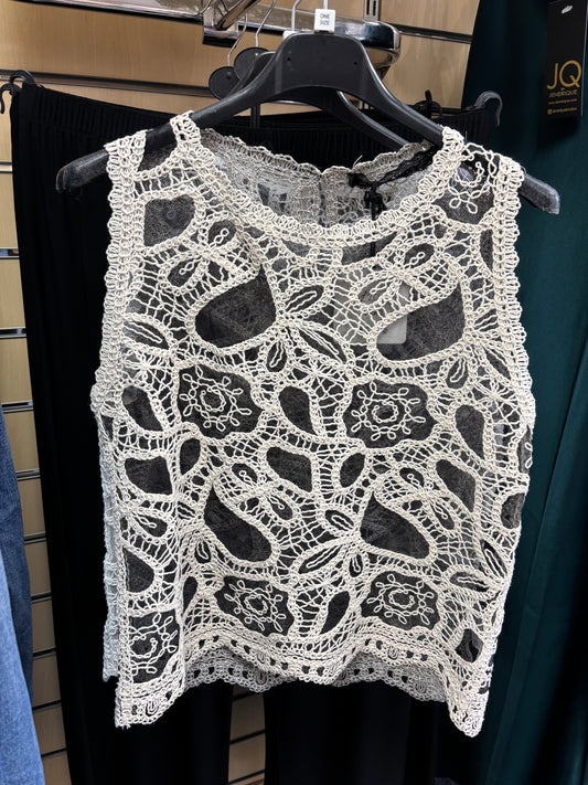 Black Crochet Vest Top