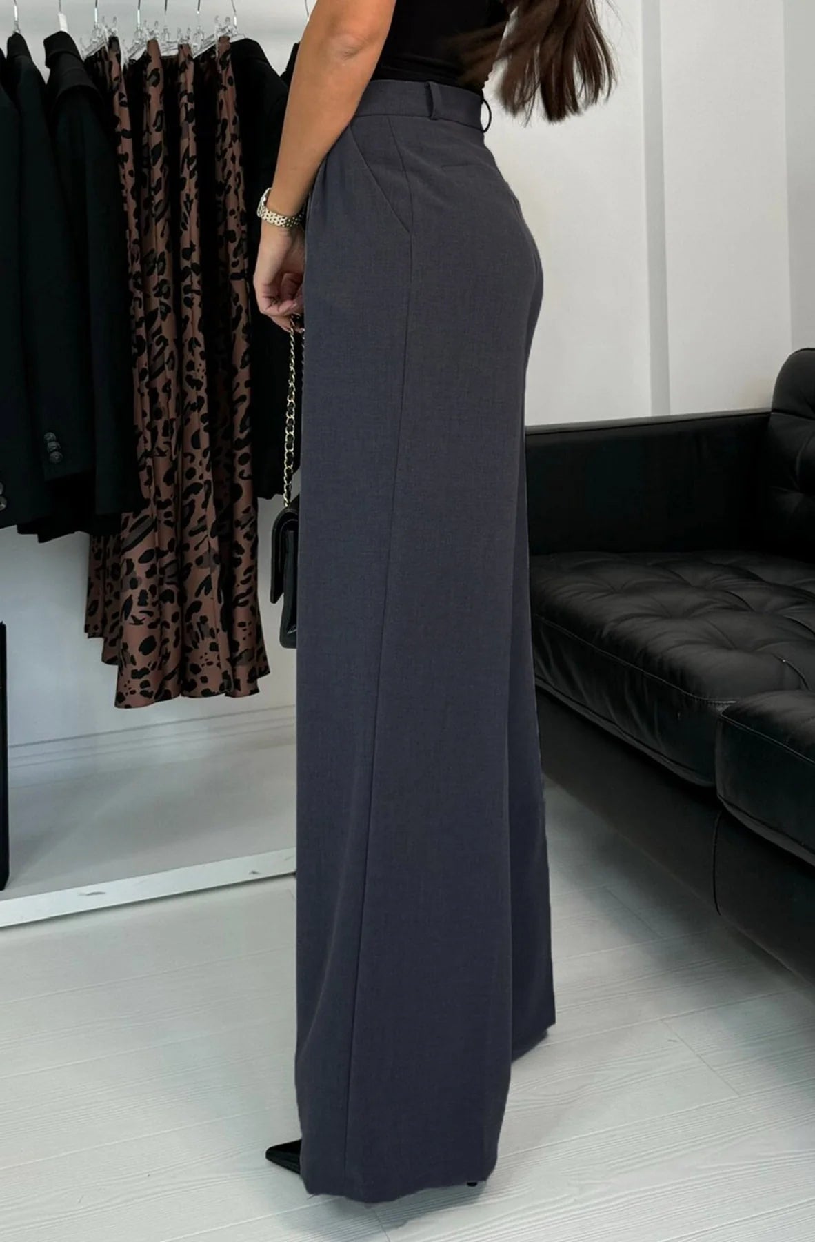 Kym Pocket Detail Wide Leg Trousers in Indigo