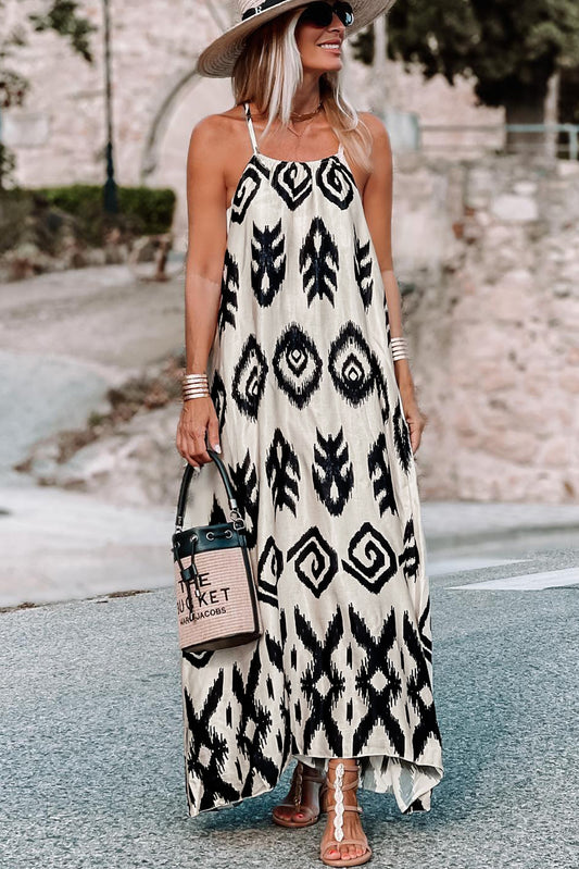 Black Western Aztec Printed Holiday Sundress