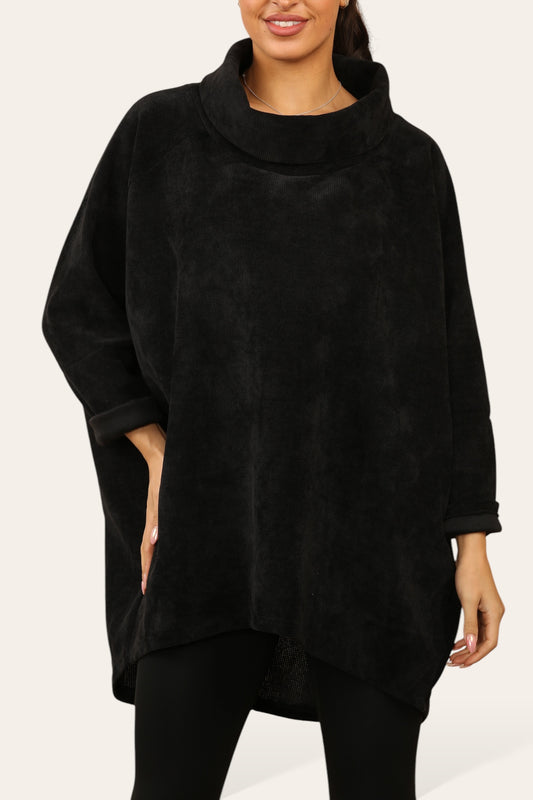 Black Corduroy Tunic Top