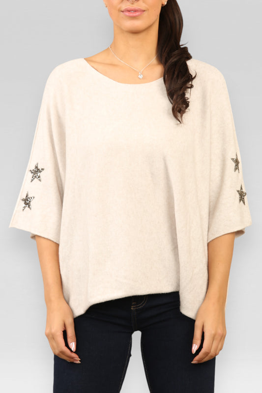 Star Sleeve Soft Jumper Made in Italy