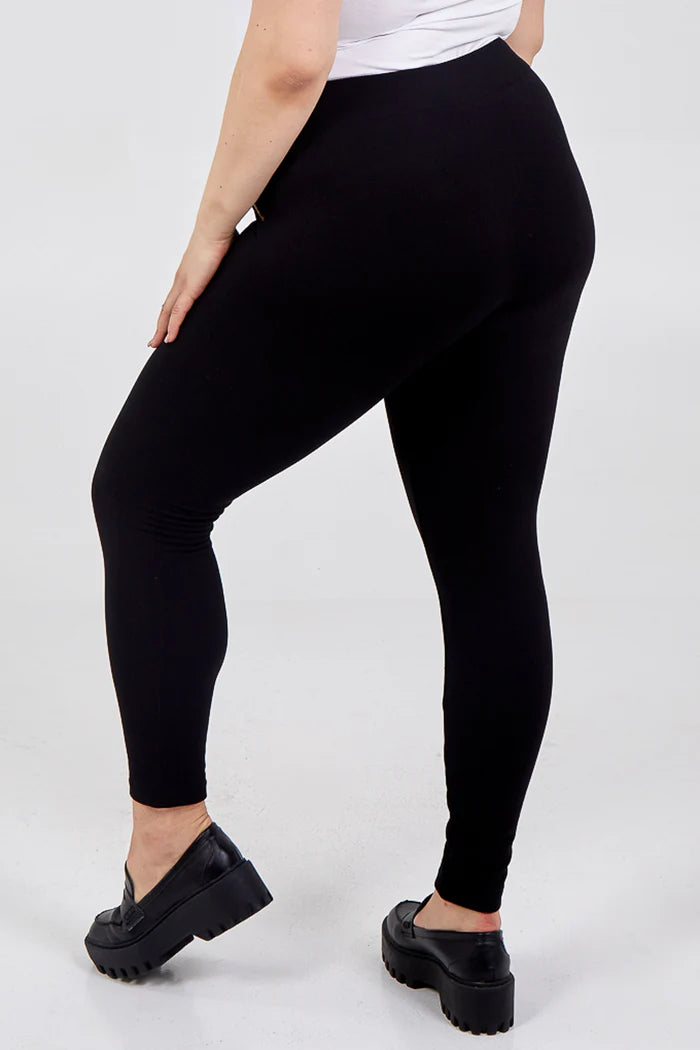 Curve Zip Fleece Lined Leggings in Black