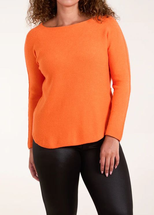 Boat Neck Raw Edge Jumper in Orange