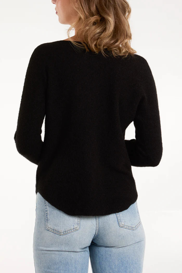 Soft touch v neck jumper in Black