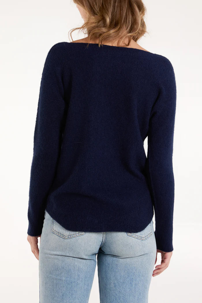 Soft touch v neck jumper in Navy