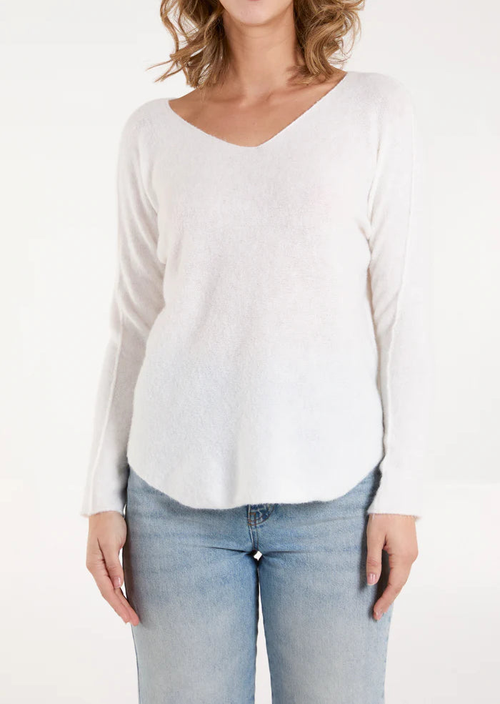 Soft touch v neck jumper in Ivory