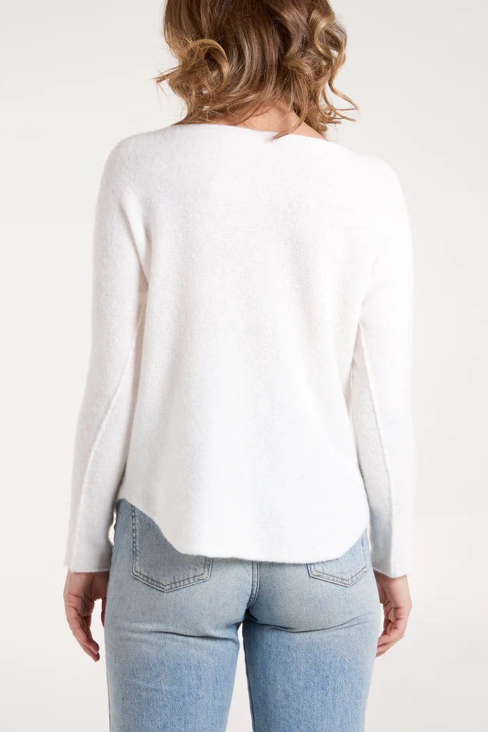 Soft touch v neck jumper in Ivory