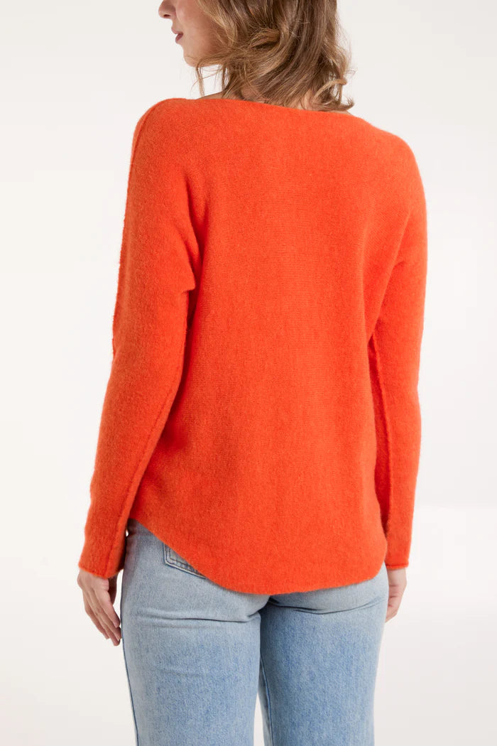 Soft touch v neck jumper in Orange