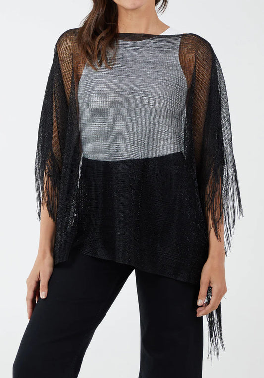 Metallic Fringe Poncho