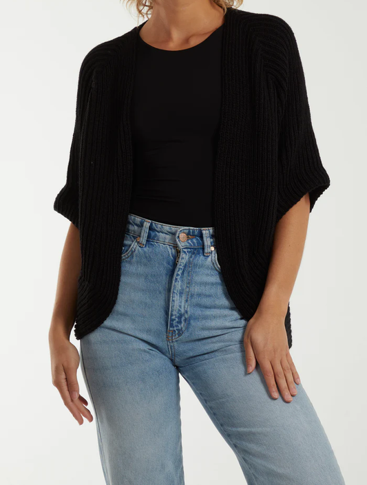 Black Knitted Kimono Cardigan