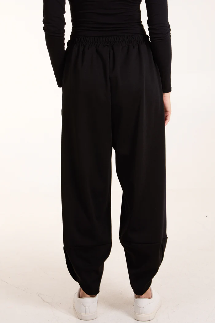 Black Jersey Split Hem Baggy Pocket Joggers