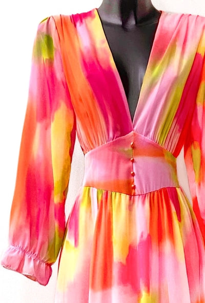 Pink & Orange Maxi Dress Made in Italy