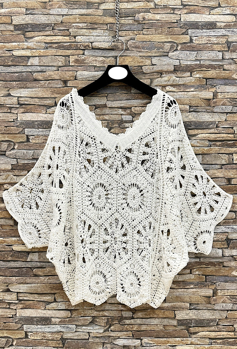 White Cotton Crochet Top
