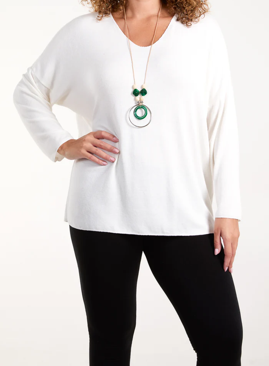 Necklace Fine Knit V Neck Jumper