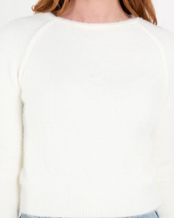 Cream Fluffy Knit Cropped Jumper