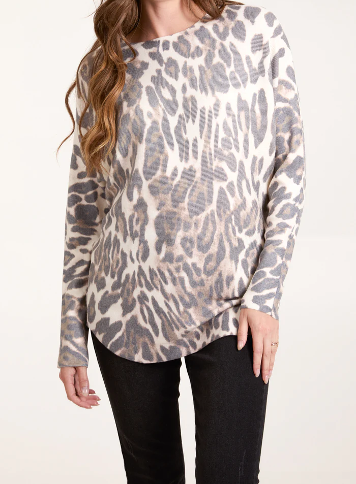 Leopard Print Fine Knit Jumper