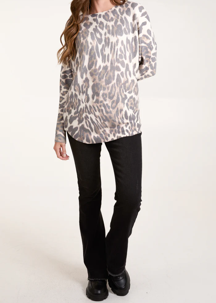 Leopard Print Fine Knit Jumper