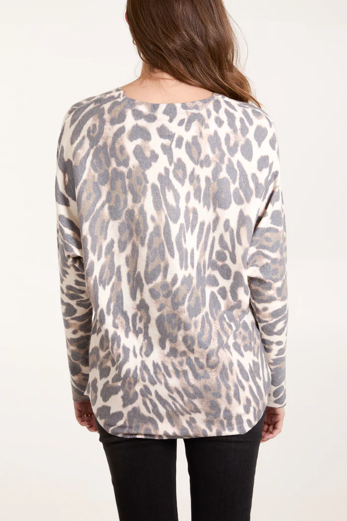 Leopard Print Fine Knit Jumper