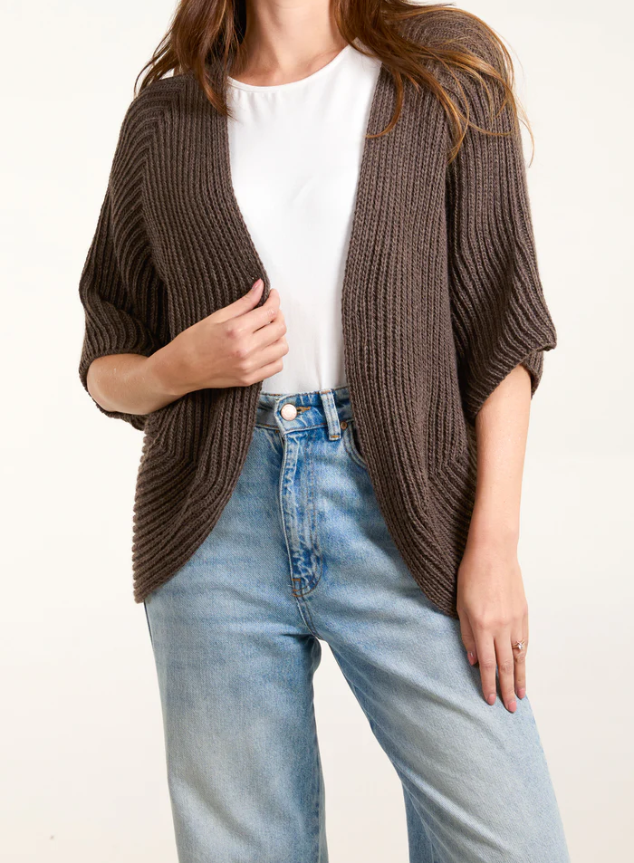 Mocha Knitted Kimono Cardigan