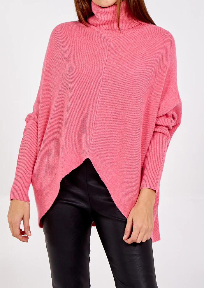 Pink Long Sleeve Roll Neck Jumper