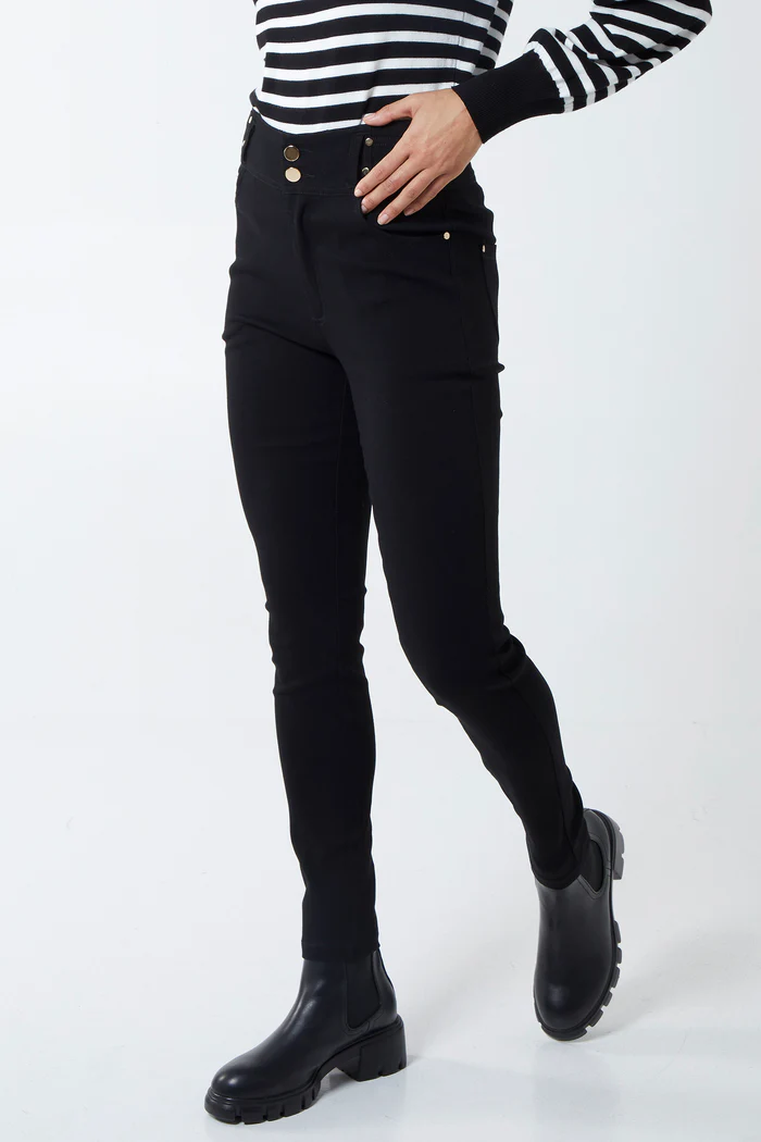 High Waisted Stretch Black Denim Skinny Jeans