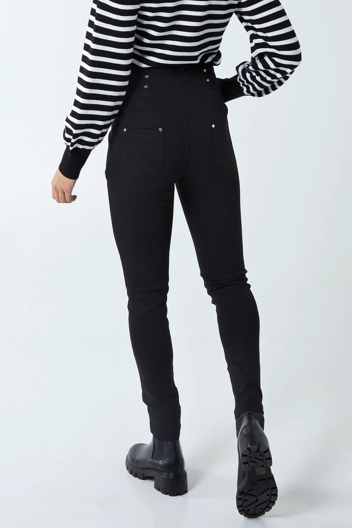 High Waisted Stretch Black Denim Skinny Jeans