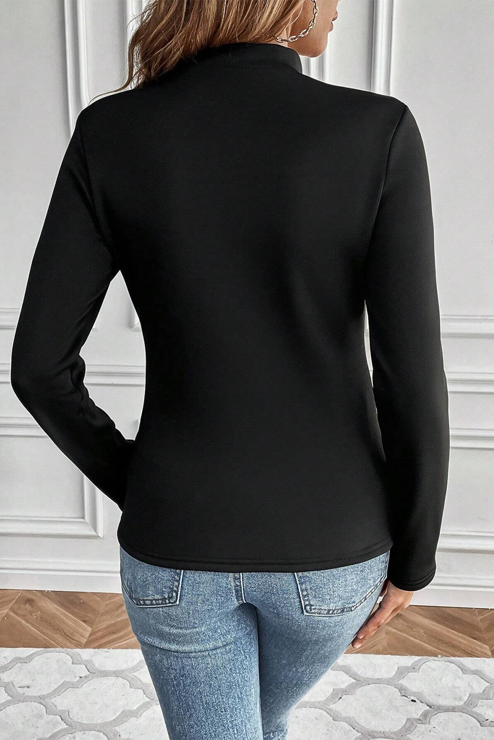 Black Thermal Lined Long Sleeve Top