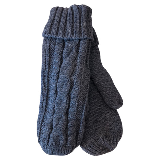 Ladies Knitted Thinsulated Mitten Gloves in Grey